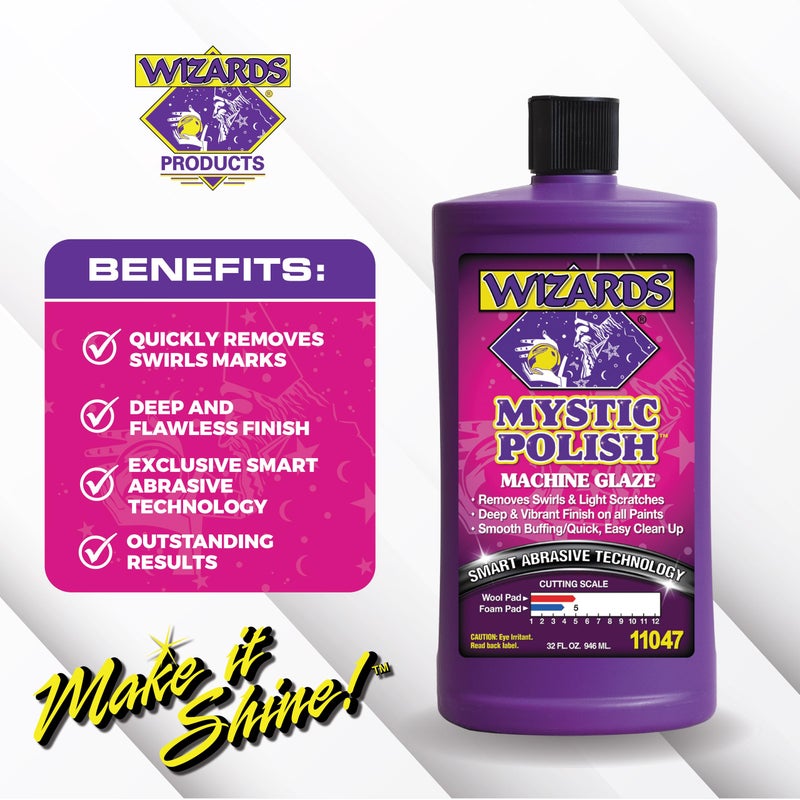 Wizards Mystic Polish Machine Glaze - Cutting Compound and Polish with Smart Abrasive Technology - Professional Car Scratch Remover - Water-Based Polishing Compound for Car Detailing Kit - 32 oz - Image 2
